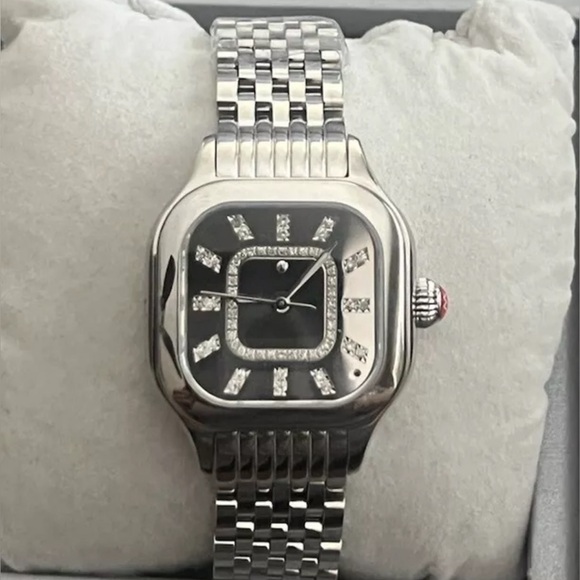Michele Meggie Diamond Silver Stainless Steel Watch New $1595 - Picture 2 of 15